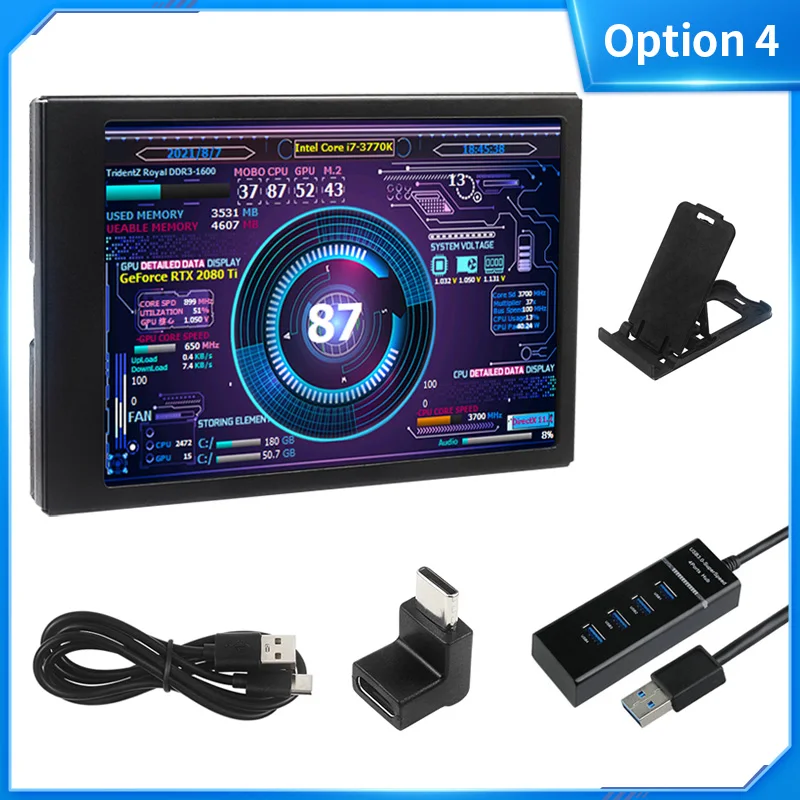 3.5 Inch Type-C Secondary Screen AIDA64 LCD Display CPU GPU RAM Monitoring Optio