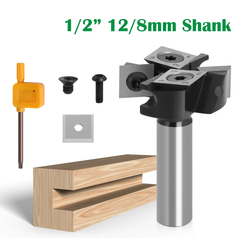 

2-Flute Wood Planer Bit 38.1mm Cutting Diameter 8 12 12.7mm Shank Spoilboard Surfacing Router Bit Insert Carbide Slab