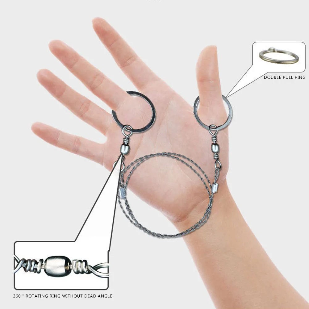72cm Wire Saw Portable Rope Saw Outdoor Hand-Drawn Rope Stainless Steel Chain Wood Tools For Camping Life-Saving Woodworking