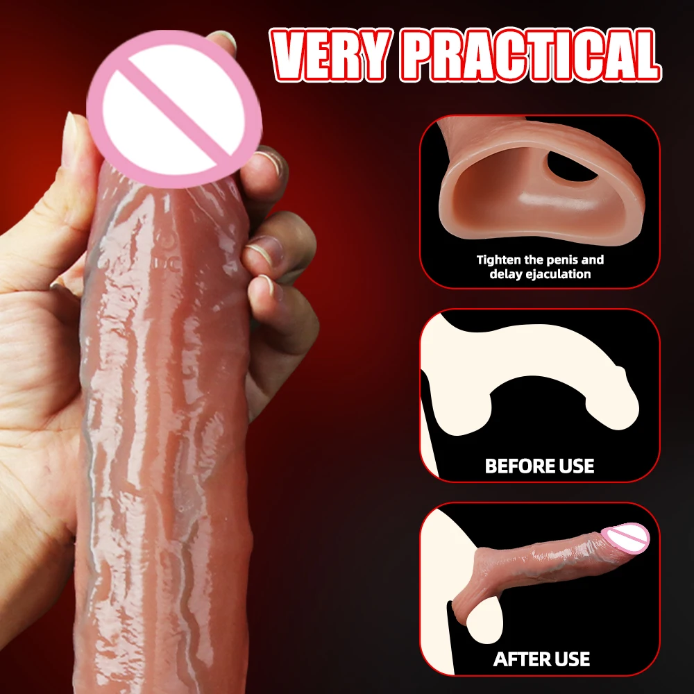 Penis Ring Sleeve Cock Lock Semen Enlarger For Man Sex Toy Soft Reusable Condoms