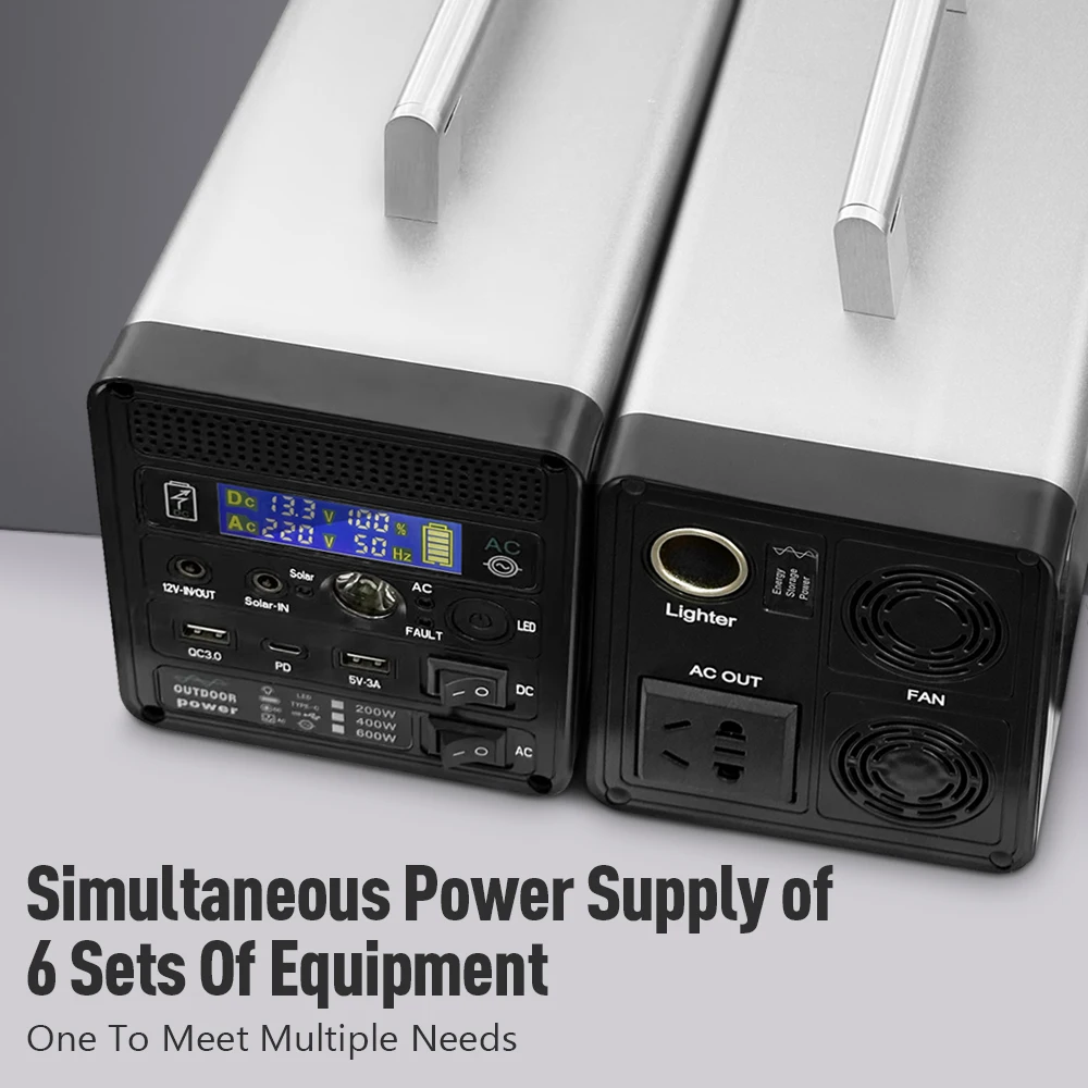 400W 96000mAh Portable Solar Generator 200W 48000mAh Sine Wave Inverter LED Power Station For Home Car Outdoor Energy 220V 6