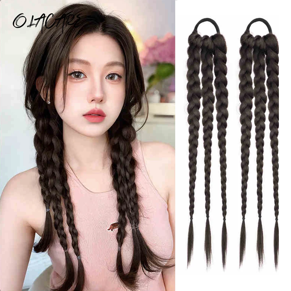 Synthetic Hair Extensions Long Twist Braid Ponytail for Women