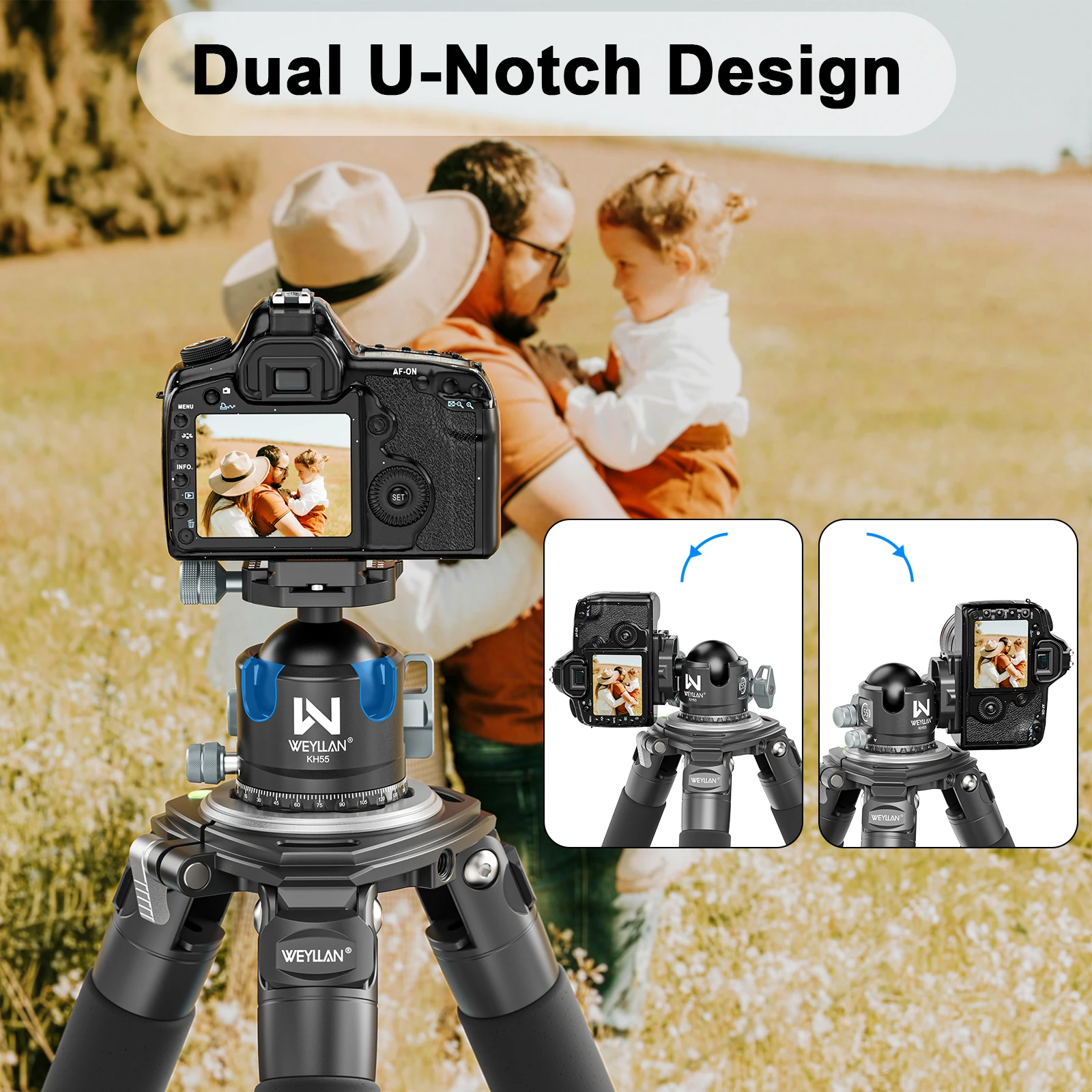 KH55 55mm Low Profile Ball Head Closed-Body Heavy Duty Tripod Head With Mlok Arc
