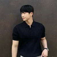 ChimPolo-Chemise à Manches Courtes pour Homme, Haut en Tricot Polyvalent, Style Coréen, Décontracté, à la Mode, Été 3
