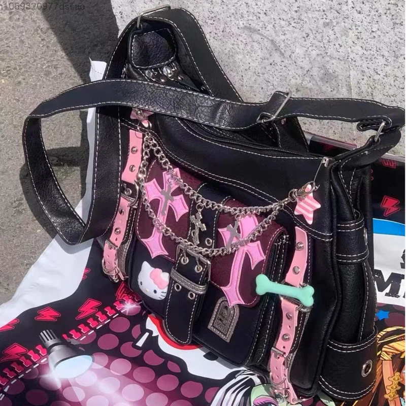 Sanrio Hello Kitty Gothic Punk Vintage Pink Crossbody Bags