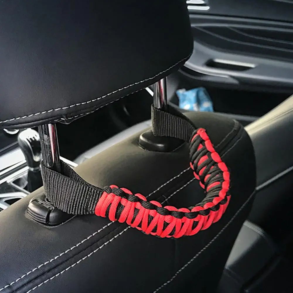 Rear Seat Grab Handle Non-Slip Woven Grab Handles Automotive Grab Bar Rear Seat Paracord Handles For Off-Road Vehicles Doorless