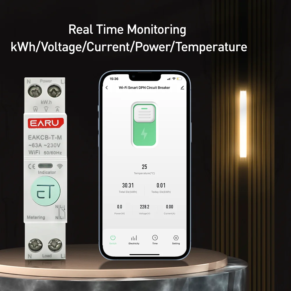 Disyuntor WiFi, Disyuntor Inteligente 2P Con Montaje En Carril Din de CA  230V Interruptor de Aire de Protección Contra Fugas de Reconexión  Automática para Fábrica Doméstica TOWSM1‑100(40A) : : Bricolaje y  herramientas