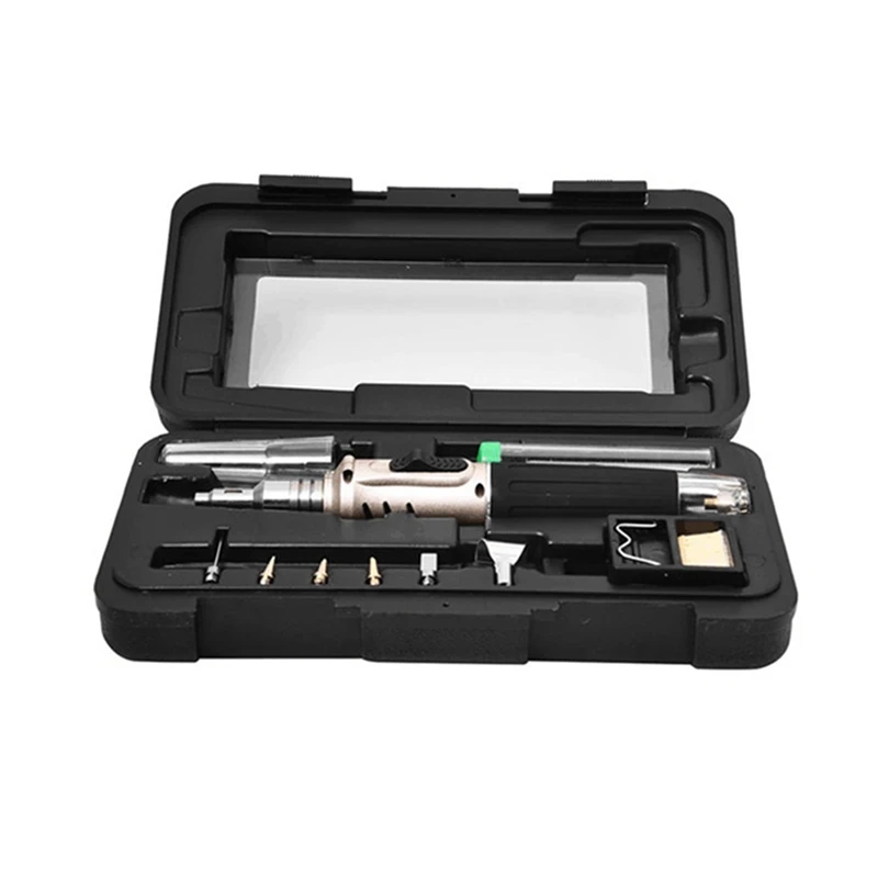 

10-In-1 HS1115K Soldering Iron Kit Gas Gas Soldering Iron Portable Constant Temperature Electronic Maintenance Kit Gold