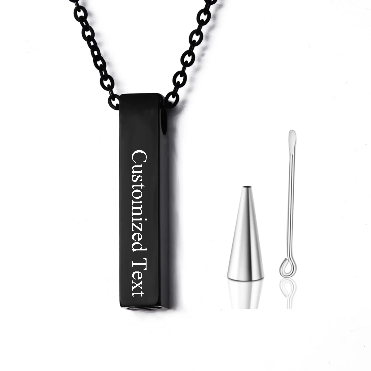 Urne de crémation à barre cubique verticale, texte personnalisé en acier inoxydable, géométrie, pour souvenir de cendres commémoratives, bijoux, collier pendentif 3 Urne de crémation à barre cubique verticale, texte personnalisé en acier inoxydable, géométrie, pour souvenir de cendres commémoratives, bijoux, collier pendentif 3