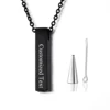 Stainless Steel Customized Text Geometry Vertical Cubic Bar Cremation Urn  For Memorial Ash Keepsake JewelryPendant Necklace 3