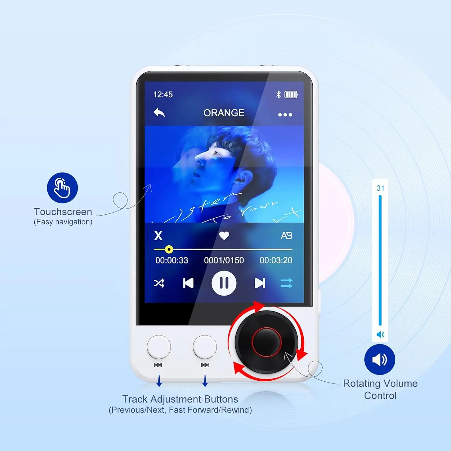Portable Bluetooth MP3 Player with 2.4 Inch Screen