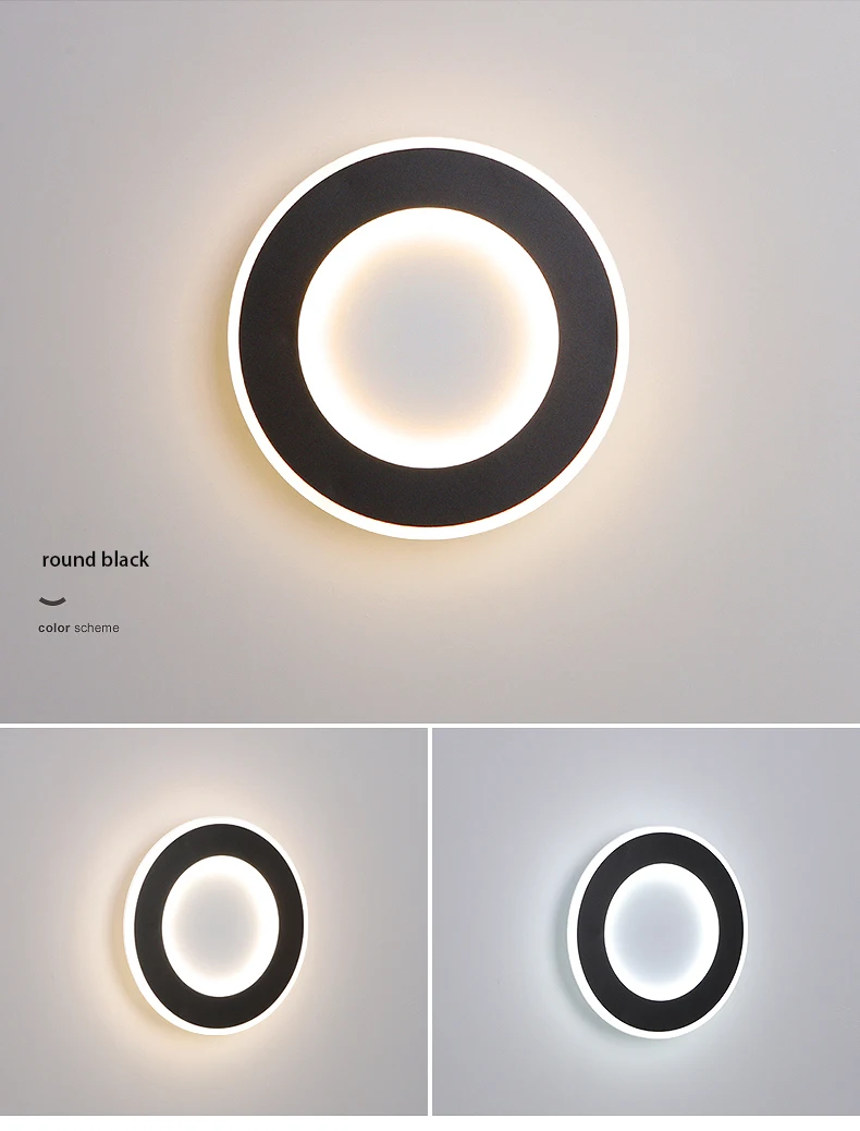 wall hanging lights Simple wall lamp hollow geometric round walkway wall lamp LED bedroom lamp bedside lighting black and white living room lamp plug in wall sconce