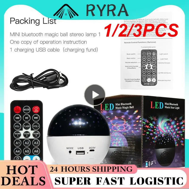 

1/2/3PCS Sky Night Light Projector Music Disco Ball Christmas Party Decoration Stage Lighting Par LED Remote Control