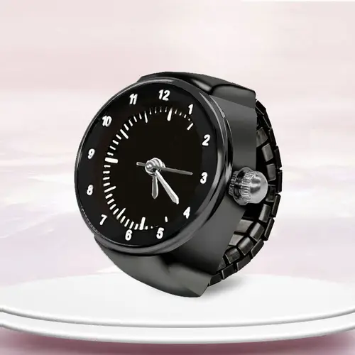 Kiss Jewelry Simple Silver Color Creative Quartz Watch Dial Finger Rings Couple Women Men Elastic Strap Metal Clock Ring Jewelry - Image 12