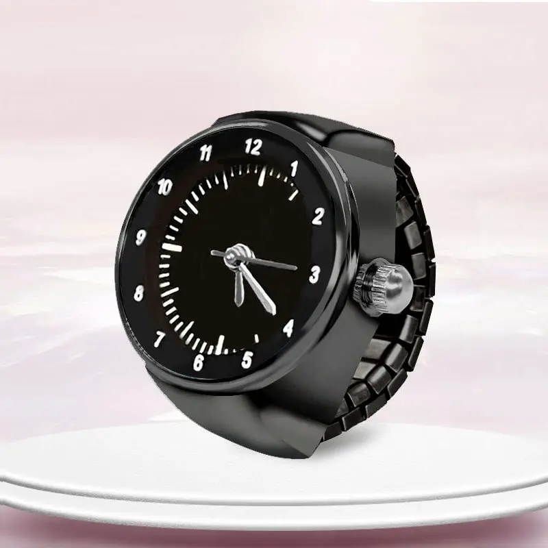 Kiss Jewelry Simple Silver Color Creative Quartz Watch Dial Finger Rings Couple Women Men Elastic Strap Metal Clock Ring Jewelry - Image 12