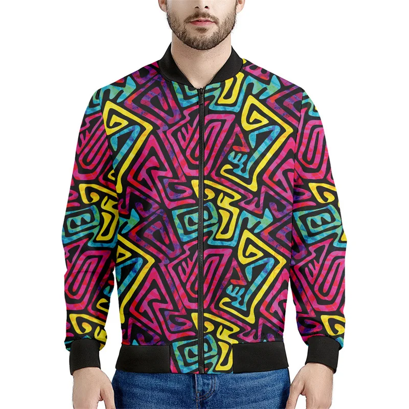 Chaqueta con cremallera psicodélica abstracta para hombre, sudadera de gran tamaño con estampado 3D, chaquetas bomber de manga larga para primavera y otoño para mujer