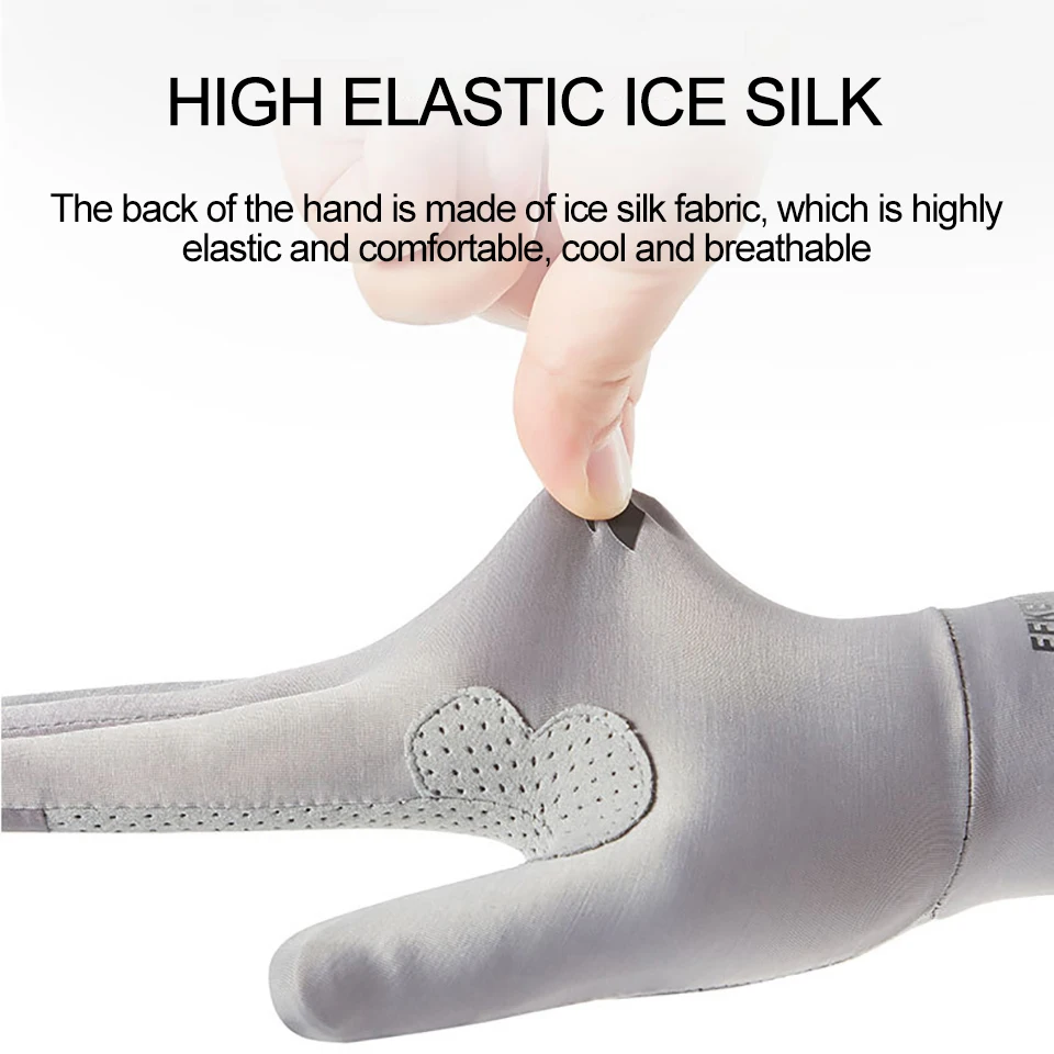 LOOGDEEL Fashion Women's Sun Protection Ice Silk Cycling Gloves Men Sport Running Fishing Driving Gloves Cool Breathable Anti-UV 3