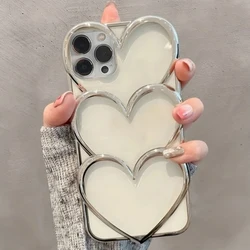 Elegant 3D Silver Heart Case with Luxury Hollow Design and Plating Details - iPhone 12 Pro Max (Silver)