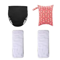 AIO XL 1 Pcs Cotton L Adjustable Adult Cloth Diaper + 1 Pcs 2 Pocket 30*40cm Diaper Bag + 2 Pcs Adult Cloth Diapers Inster 2