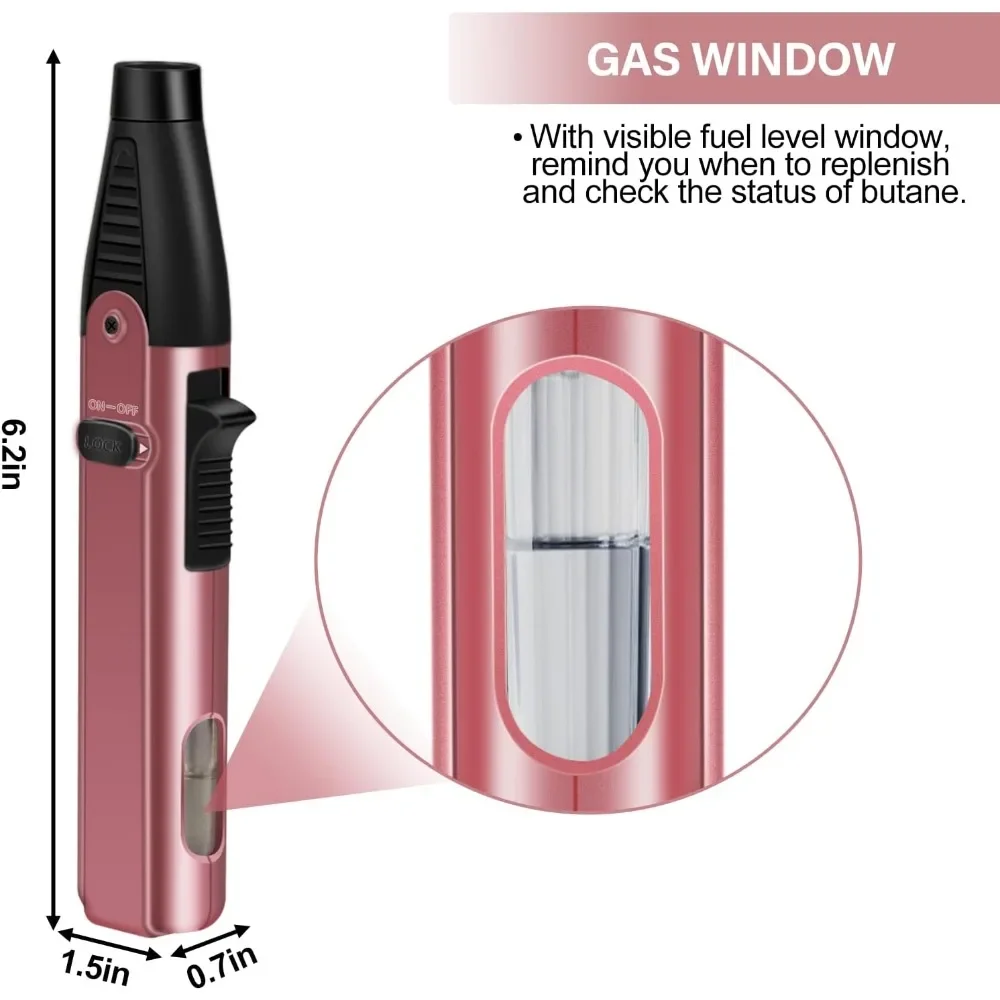 Butane Lighter Torch Lighter Adjustable Jet Flame Windproof Refillable Gas for Candle Grill BBQ Fireworks Fireplace