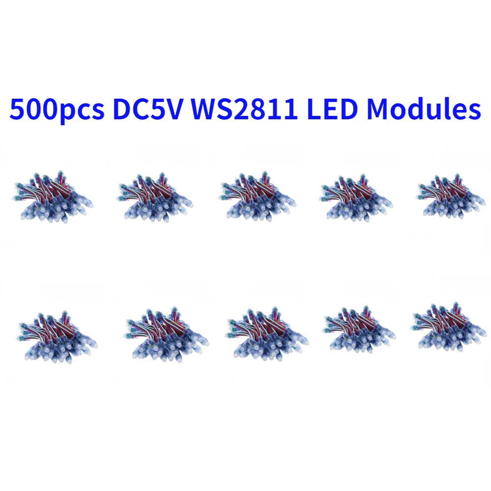 

500pcs 12mm WS2811 IC Full Color LED Pixel Module Light DC5V Input IP68 Waterproof RGB Color Digital LED Modules for Billboard