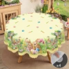 1 Easter Round Tablecloth, 5 Sizes Available, Tulip Easter Bunny Egg Garden Printed Square Tablecloth, Edge Embossing Process, Spring Garden Tablecloth Decoration, Tablecloth for Daily Home Kitchen, Terrace Use, Easter Decoration 2