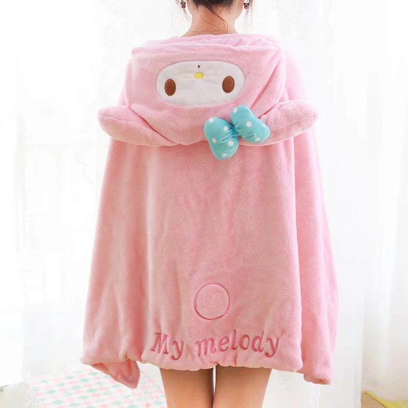Kawaii Sanrio Blanket Cape Cartoon Melody Kuromi Cinnamoroll Cape
