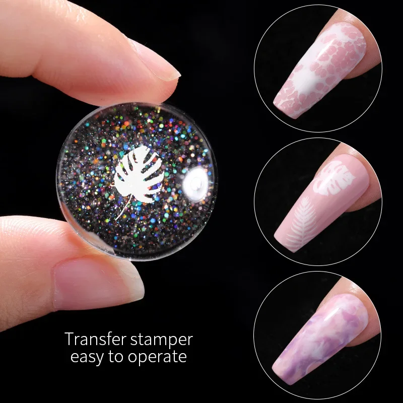 Nail Art Stamper 1Set Mini Transparent Jelly Nail Art Stamper with Scraper 2pcs Jelly Silicone Set DIY Polish Design Print Stamp Stamping Tools nail art stamper