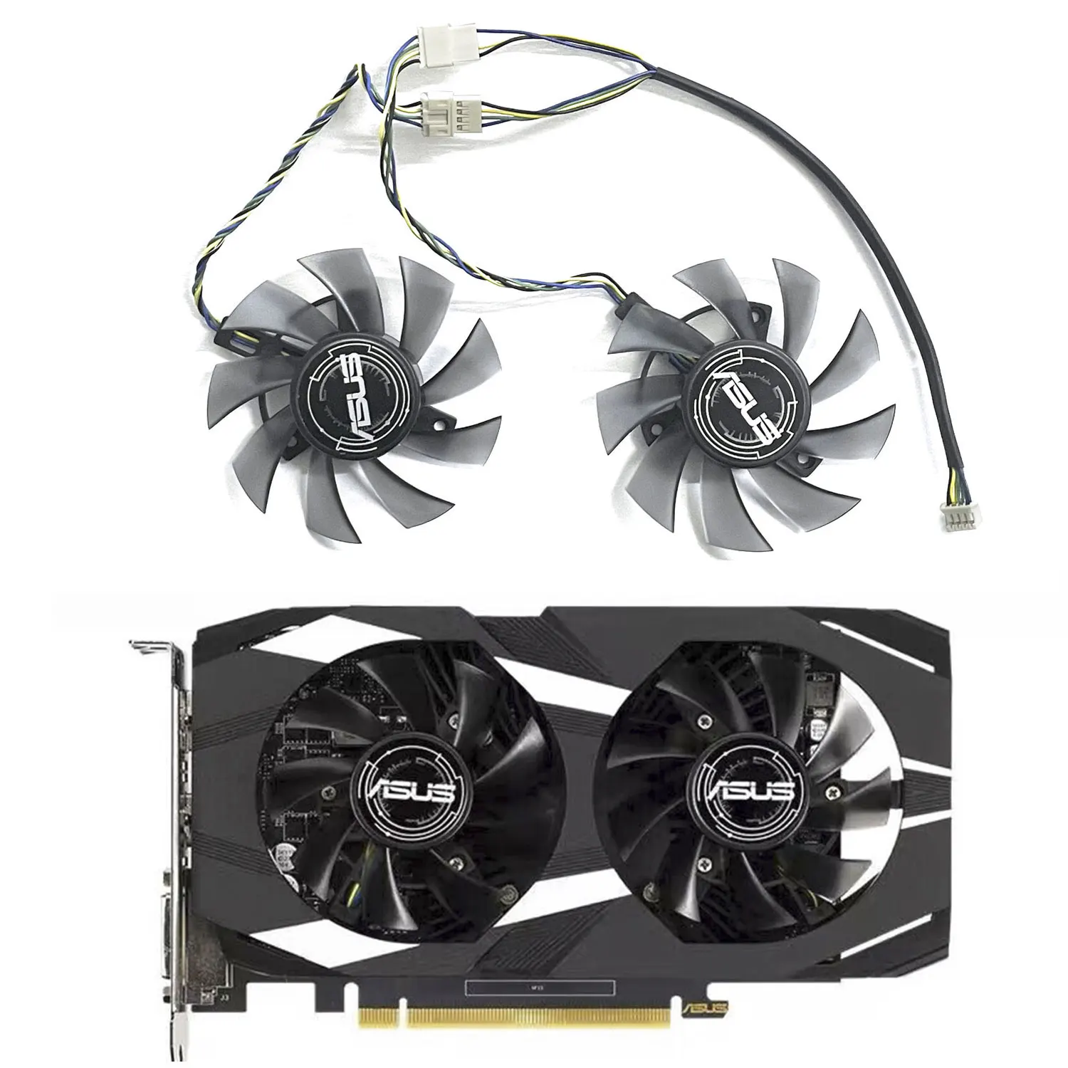 

2PCS 75MM 4PIN FD8015U12S GTX1050 1050TI GPU Cooler for Asus GTX1050 1050TI 2GB/4GB DUAL OC V2 GRAPHICS CARD COOLING POWDER FAN