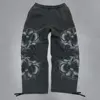 Y2k Gothic Style Mens Suit Black Print Zipper Hooded Sweatshirt Simple Cotton Hip Hop Large Size Loose Print Jogger Pants Unisex 4