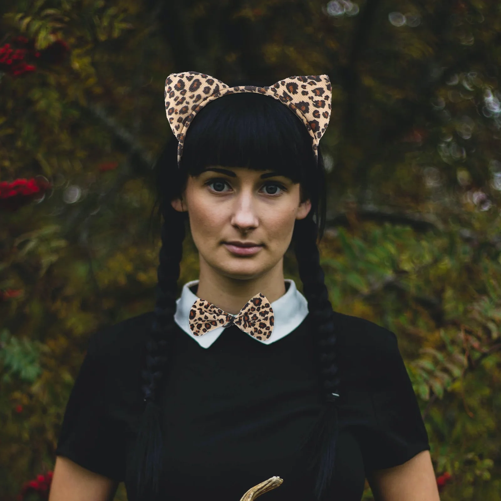 Leopard Paws Costume Print Headband Set Makeup Animal Cosplay Supplies Halloween Prop Women's Costumes for Adults 6