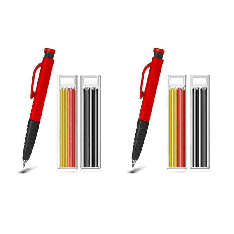 

Mechanical Carpenter Pencils Construction Pencils With Built-In Sharpener + 24 Refills For Carpenter Woodworking