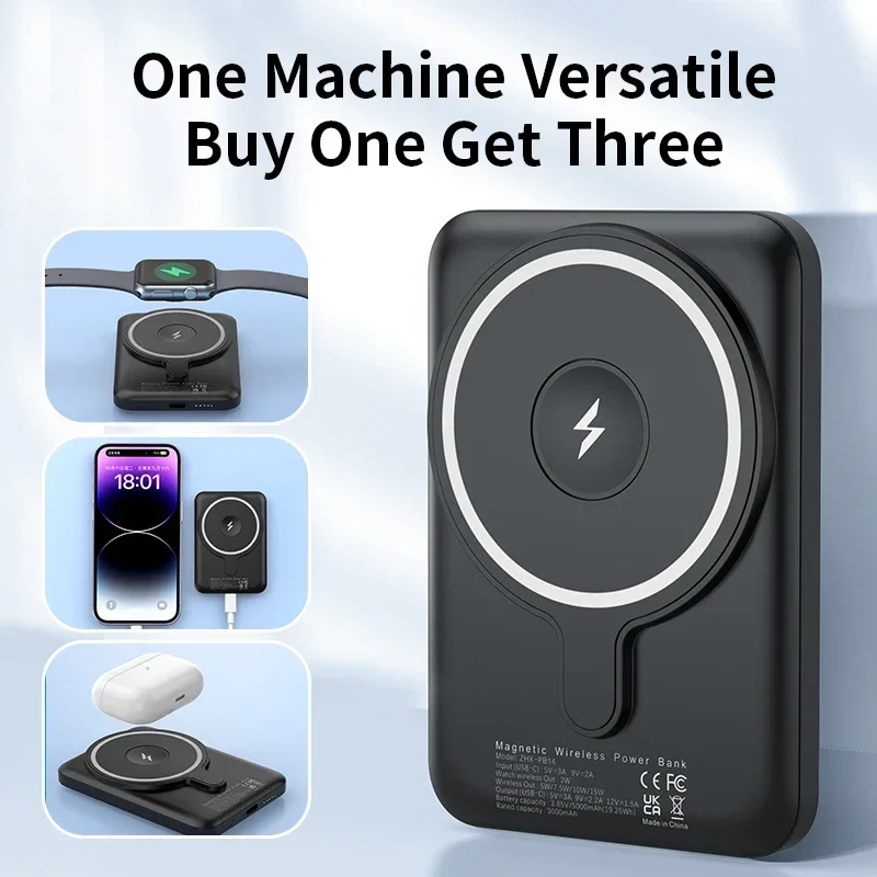 

10000mAh Magnetic Wireless PowerBank PD Fast Charging Portable Battery Source for Apple iPhone 15 14 13 12 Pro Max Watch Airpods