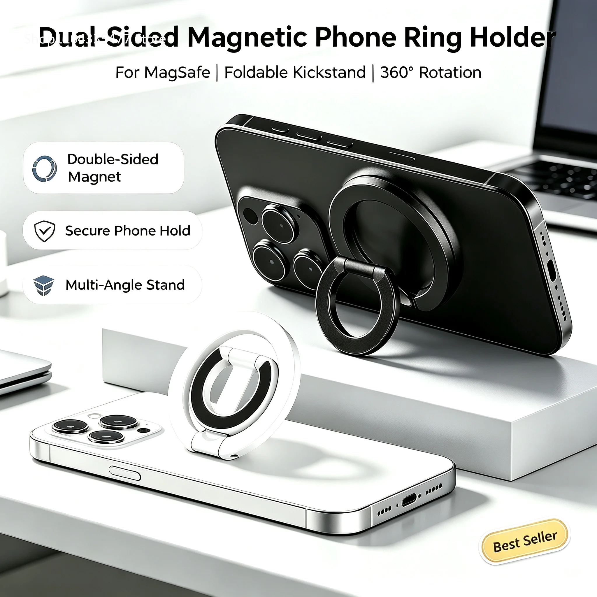 Magnetic Dual-Sided 360° Rotating Ultra-Thin Foldable Portable Phone Stand