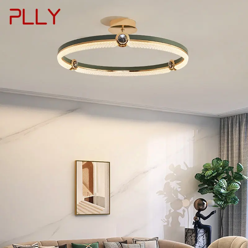 

PLLY Vintage Crystal Ring Ceiling Lamp Modern Creative Light Luxury LED Fixtures For Home Living Decor