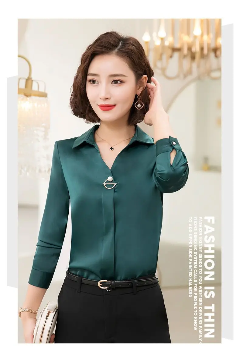 Women Clothes New Thin Spring Autumn All-match Korean Long Sleeve Shirt Tops Buttons Solid Polo Neck Blouse Trend Fashion