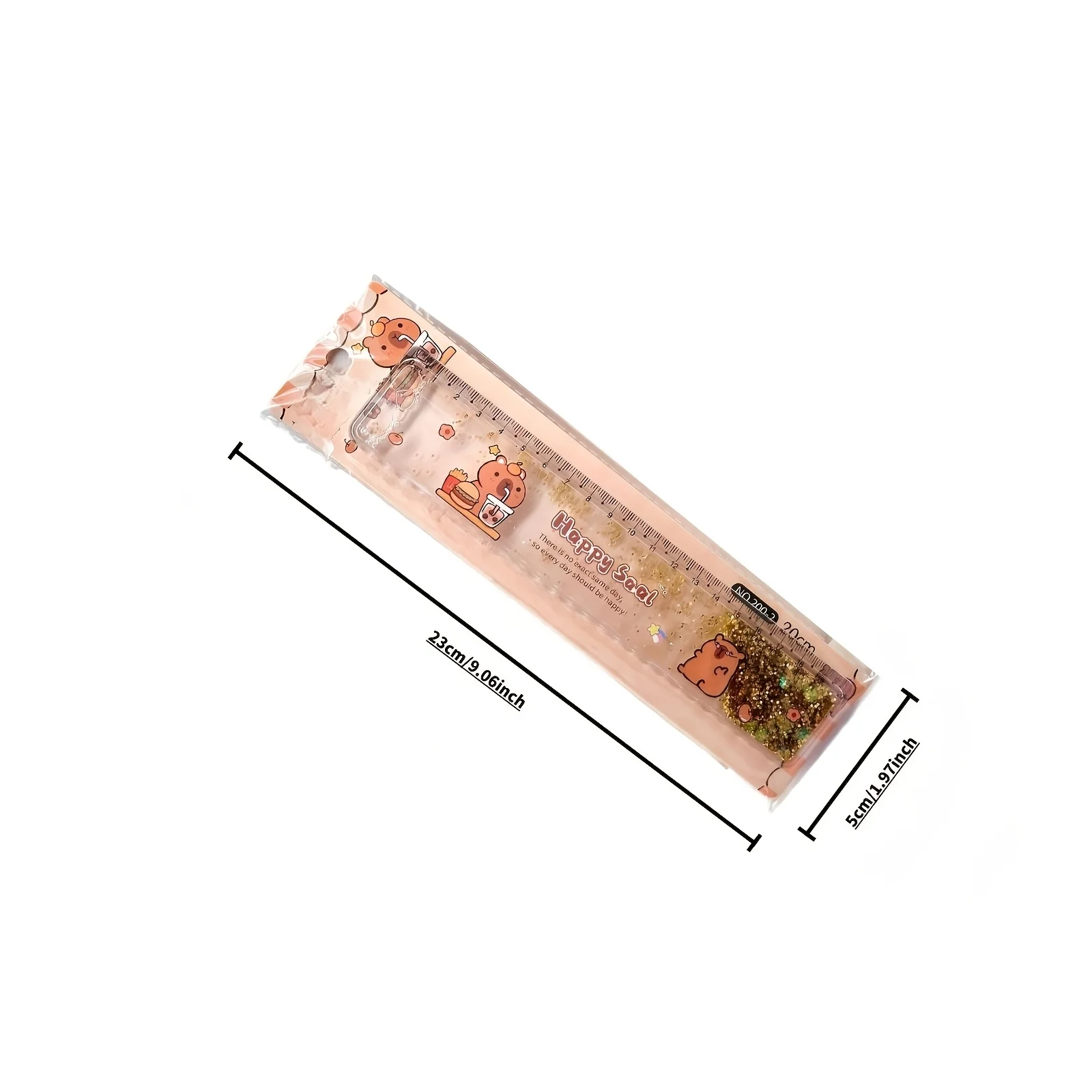 무작위 스타일의 카피바라 모양 액체 모래 자 3종 세트, 고급 아크릴 액체 모래 글리터 자, 사무실, 가정, 학습용 귀엽고 실용적인 문구류, 졸업 시즌 및 개학 시즌을 위한 귀여운 스타일