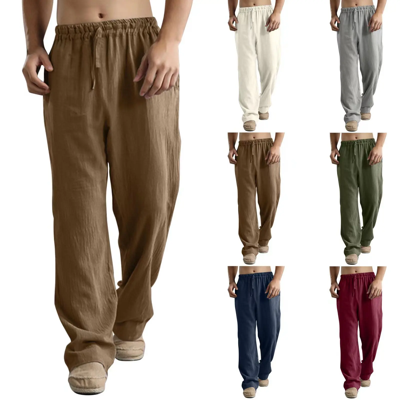 2023 New Men's Cotton Linen Pants Male Autumn New Breathable Solid Color Linen Trousers Fitness Streetwear S-3XL 5XL 4XL