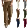New Men's Casual Cotton Linen Pants Male Summer Large Size Breathable Solid Color Trousers Sports Fitness Streetwear S-5XL 2