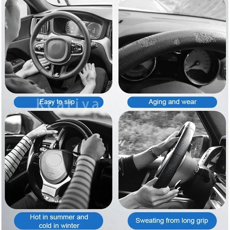 Suedeleather car steering wheel cover, D-shape, 38cm, for MG 3 5 6