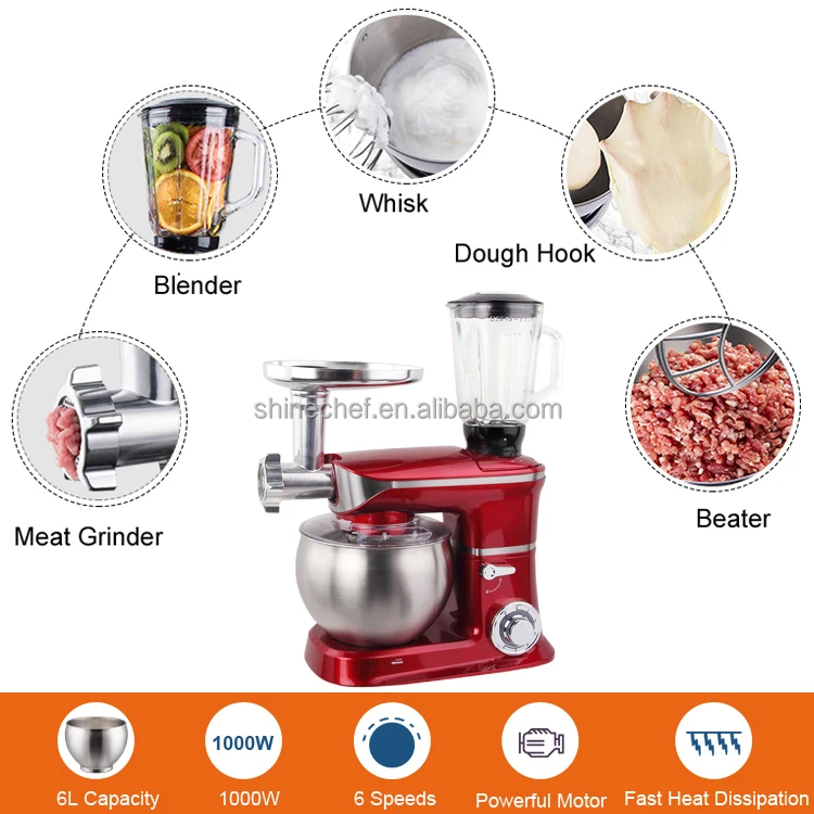 Multifunctional Kitchen Dough Cake Mixer Batidora 5L 6L 6.5L 7L 8.5L 10L 12L Electric Stand Food Mixer With Meat Grinder Blender