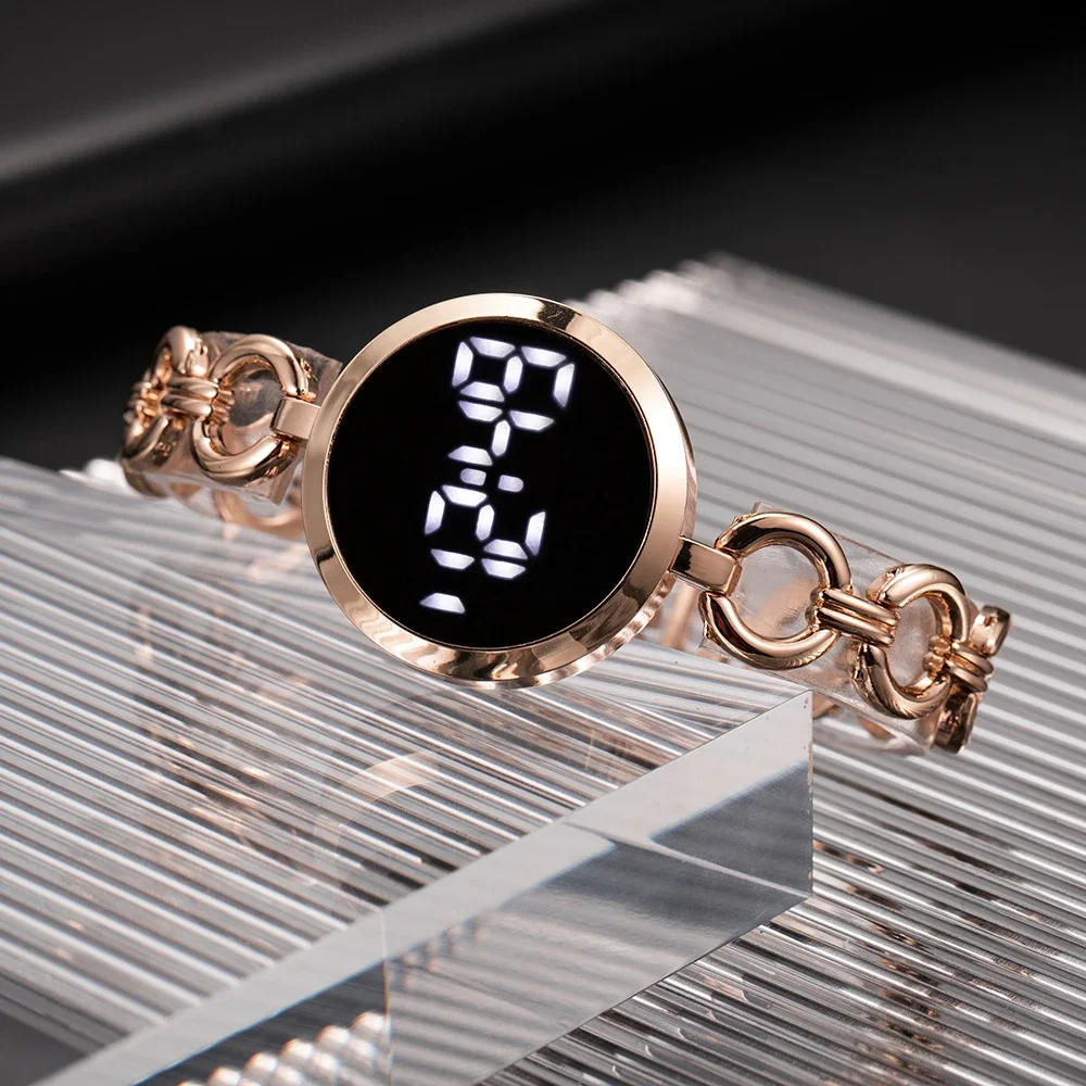 Reloj Digital LED de lujo para Mujer, pulsera electrónica de acero