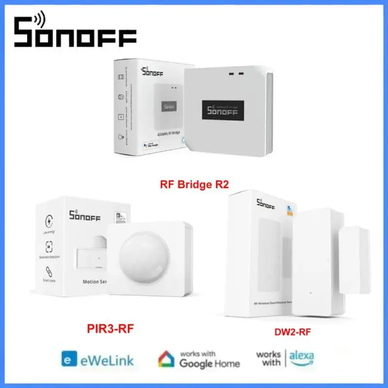 SONOFF RF Bridge R2 433MHz RF Wi-Fi Wireless Gateway Smart Scene Home Security Support DW2-RF PIR3-RF Sensor Via EWeLink Alexa, rf wi fi gateway
