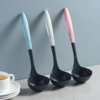 2 In 1 Filtro Olio Cucchiaio Manico Lungo Ramen Zuppa Mestolo Cibo Skimmer Colino Piatto Caldo Cucchiai Porridge Scoop Cucina Separatore 1