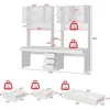 2-in-1Computer Desk for2Person with 82.7" Tall Bookshelf&3-Color Lights,90.6"L-Office Desk with4Drawers,14Shelves&6 Glass Doors 2
