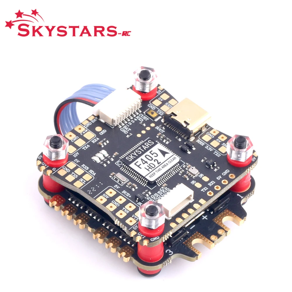

Skystars F4 F405 HD2 Flight Controller 50A KO50 Blheli_S 3-6S 4 in 1 Brushless ESC Mounting 30.5*30.5mm FPV Racing Drone
