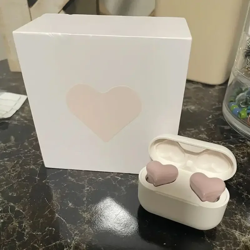 Wireless Earphones For Girl Students Women TWS Earbuds Bluetooth Headset Heart Shape Buds Fashion Pink Gaming Headphones Gift