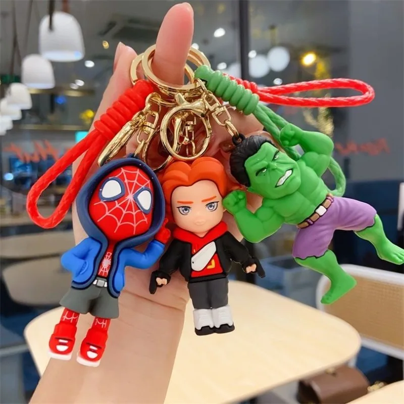 

Marvel Spider Man Cute Doll Pendant Action Figures Avengers Iron Man Captain America Keychain Bag Keyring Pendant Birthday Gifts