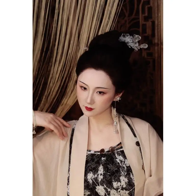 옥난초 투명한 차가운 바람 머리핀 한복 고대 스타일 머리 장식 투명한 헤어 액세서리