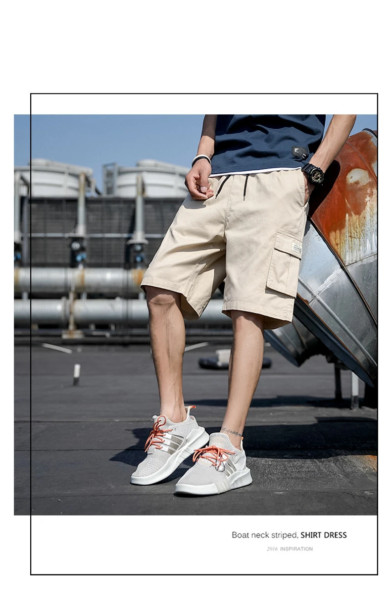 2022 Summer Casual Shorts Solid Color Letters Multi-Pocket Fashion Men Work Shorts Plus Size Beach Cargo Shorts M-7Xl black casual shorts